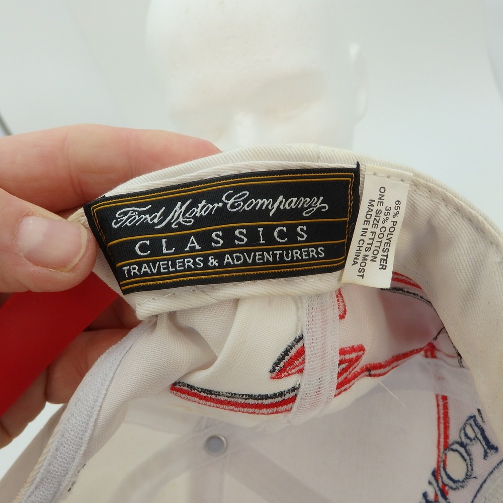Ford Powered By Ford Racing Embroidered Baseball Cap White Red Black - Picture 15 of 15